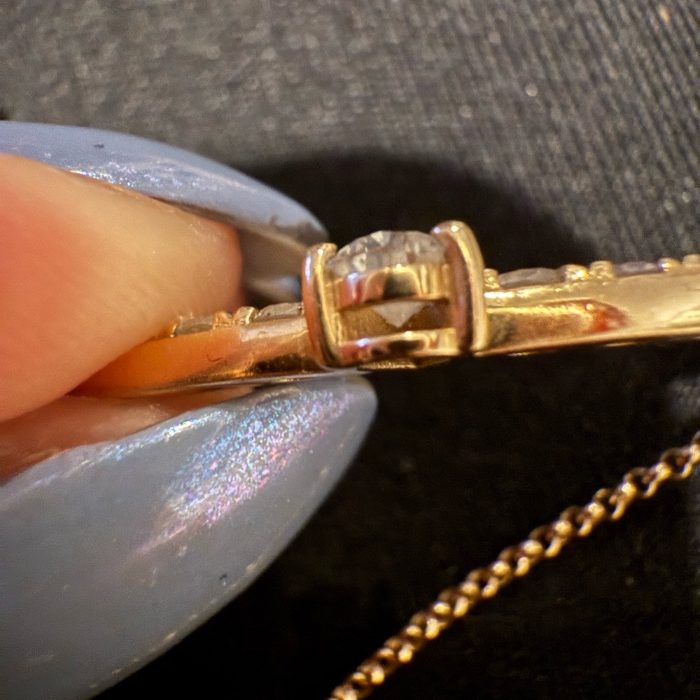 14K Gold Diamond Bar Necklace Pear Shape Center ~1.15 CTW - Picture 6 of 11